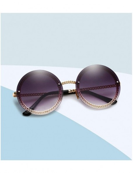 Round Fashion Round Sunglasses Lady Vintage Metal Frame Gradient Sun Glasses UV400 - C1 - CM18RLUD9Z6 $13.51