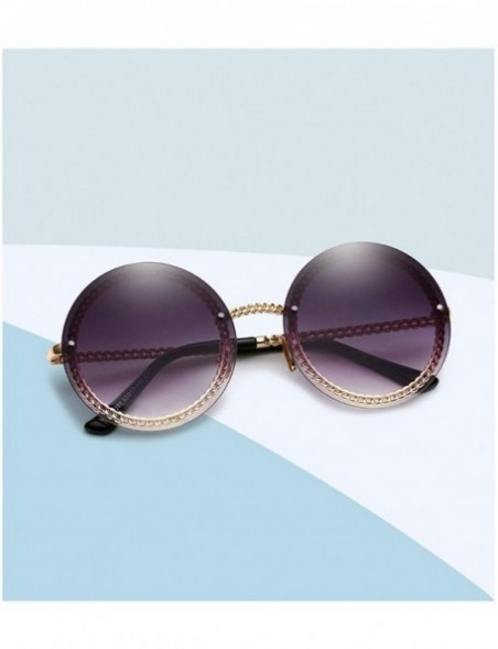 Round Fashion Round Sunglasses Lady Vintage Metal Frame Gradient Sun Glasses UV400 - C1 - CM18RLUD9Z6 $13.51