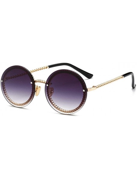 Round Fashion Round Sunglasses Lady Vintage Metal Frame Gradient Sun Glasses UV400 - C1 - CM18RLUD9Z6 $13.51