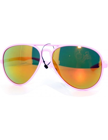 Aviator Soft Matte Finish Unisex Aviator Sunglasses Light Frame Mirror Lens - Pink - CI11W8F1GOL $10.46
