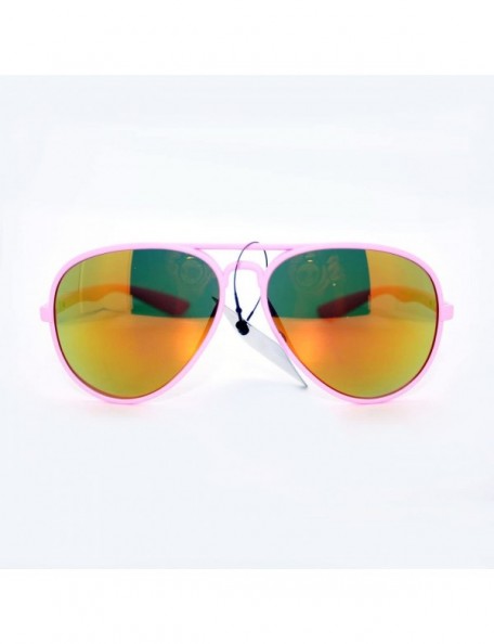 Aviator Soft Matte Finish Unisex Aviator Sunglasses Light Frame Mirror Lens - Pink - CI11W8F1GOL $10.46