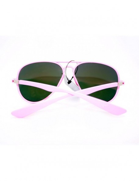 Aviator Soft Matte Finish Unisex Aviator Sunglasses Light Frame Mirror Lens - Pink - CI11W8F1GOL $10.46