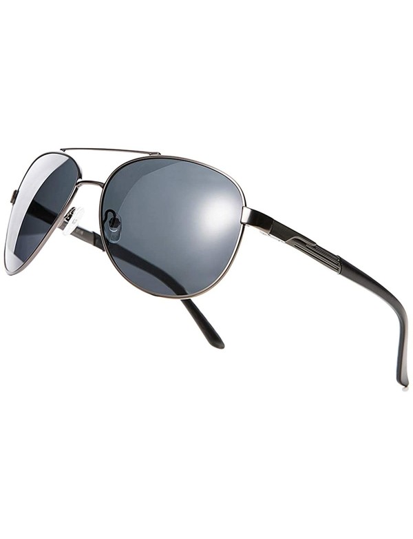 Aviator Polarized Fashion Sunglasses for Men Metal Frame Driving Trendy Sun Glasses - Gun Frame Black Lens - CK18ZH6DD5Z $11.23