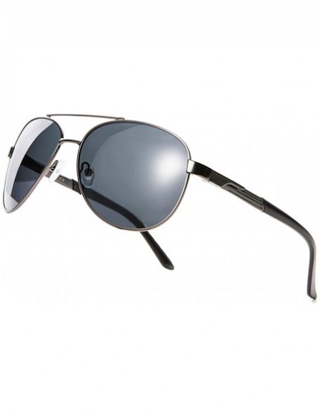 Aviator Polarized Fashion Sunglasses for Men Metal Frame Driving Trendy Sun Glasses - Gun Frame Black Lens - CK18ZH6DD5Z $11.23