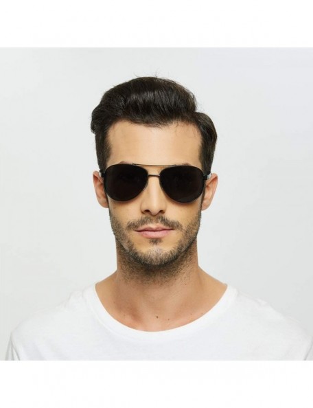 Aviator Polarized Fashion Sunglasses for Men Metal Frame Driving Trendy Sun Glasses - Gun Frame Black Lens - CK18ZH6DD5Z $11.23