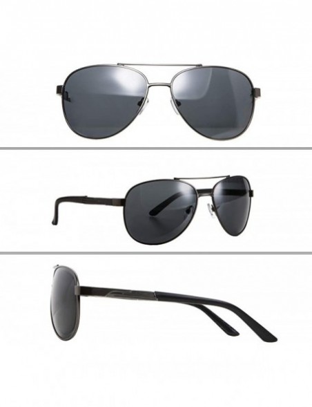 Aviator Polarized Fashion Sunglasses for Men Metal Frame Driving Trendy Sun Glasses - Gun Frame Black Lens - CK18ZH6DD5Z $11.23