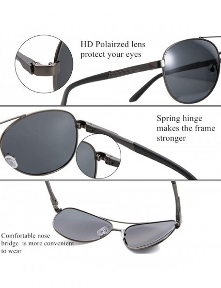 Aviator Polarized Fashion Sunglasses for Men Metal Frame Driving Trendy Sun Glasses - Gun Frame Black Lens - CK18ZH6DD5Z $11.23