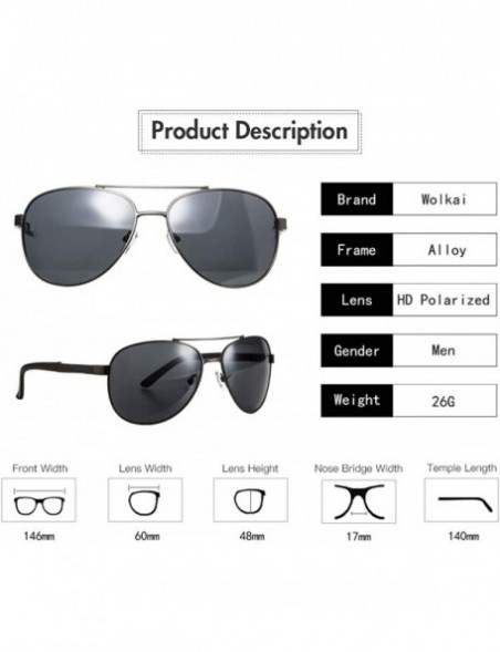 Aviator Polarized Fashion Sunglasses for Men Metal Frame Driving Trendy Sun Glasses - Gun Frame Black Lens - CK18ZH6DD5Z $11.23