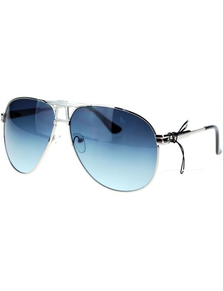 Square Square Aviator Sunglasses Unisex Fashion Racer Aviators Silver - Silver Black - CF124G46QKF $8.62