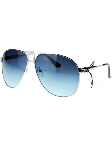 Square Square Aviator Sunglasses Unisex Fashion Racer Aviators Silver - Silver Black - CF124G46QKF $8.62