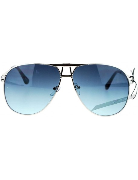 Square Square Aviator Sunglasses Unisex Fashion Racer Aviators Silver - Silver Black - CF124G46QKF $8.62