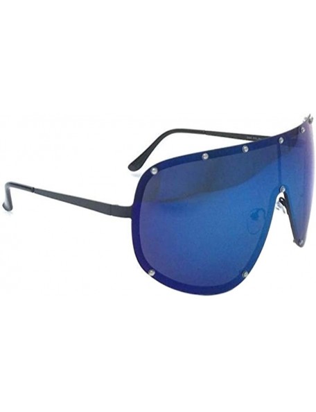 Shield Oversized XXL Huge Large Shield Wrap Designer Womens Polarized Sunglasses - Blue - CB18OIK9RZM $22.96
