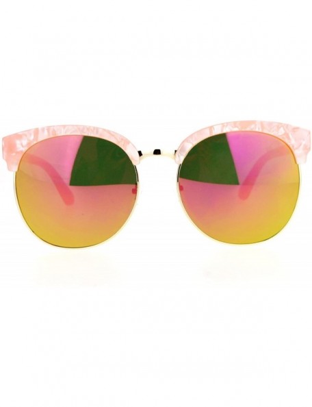 Oversized Super Oversized Fashion Sunglasses Womens Round Accent Top Shades - Pink Marble - CQ187C9HT28 $13.80