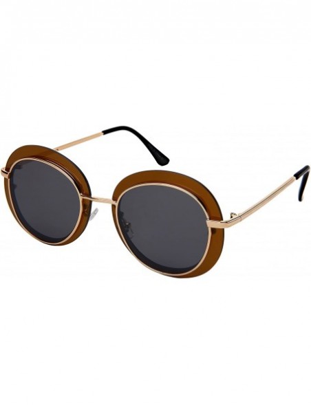 Oval Round Oval Women Sunglasses with Flat Lenses 3179-FLREV - Gold Frame/Grey Flash Mirrored Lens - CF18E6OHDXD $7.79