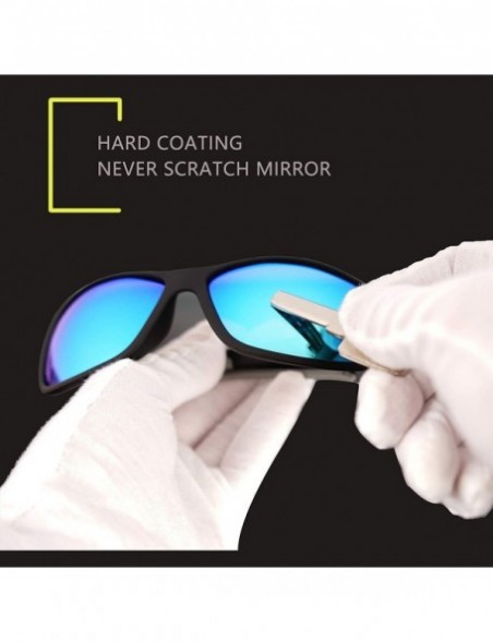 Sport Polarized Sunglasses Protection Driving Fishing - Matte Black Frame/ Gray Lens - Ice Blue Mirror - C318ZNXLIHD $12.22
