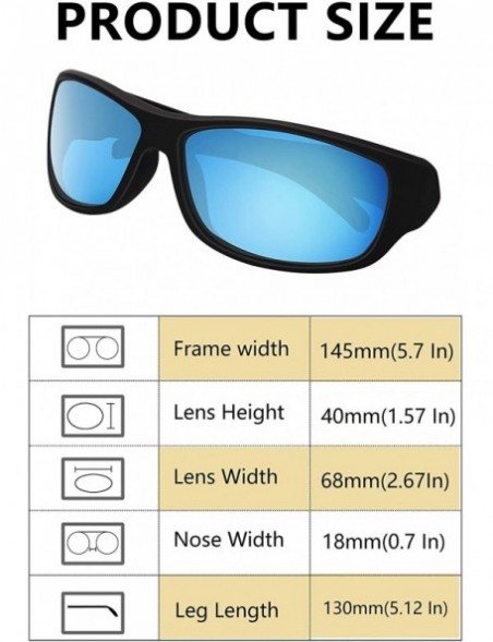 Sport Polarized Sunglasses Protection Driving Fishing - Matte Black Frame/ Gray Lens - Ice Blue Mirror - C318ZNXLIHD $12.22