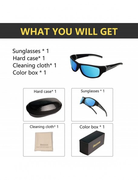 Sport Polarized Sunglasses Protection Driving Fishing - Matte Black Frame/ Gray Lens - Ice Blue Mirror - C318ZNXLIHD $12.22