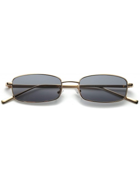 Round Vintage Slender Square Sunglasses Retro Small Metal Frame Candy Colors B2295 - Glod/Smoke - CQ18CQHXYOD $11.24