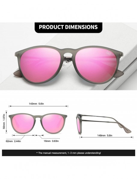 Round Premium Classic Polarized Sunglasses for Women Men TR90 TAC Round Mirrored Lens - Gray Frame Pink Lens - CN18YDM0H3T $1...