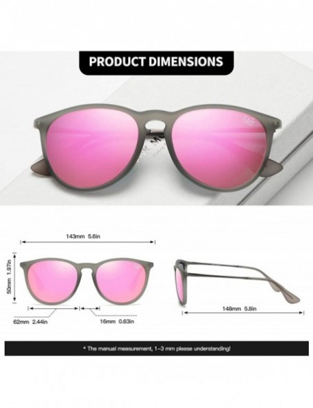 Round Premium Classic Polarized Sunglasses for Women Men TR90 TAC Round Mirrored Lens - Gray Frame Pink Lens - CN18YDM0H3T $1...