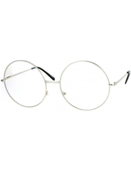 Round Extra Large Round Circle Lens Hippie Groovy Womens Eye Glasses - Silver - CA12N4WA0OG $9.15