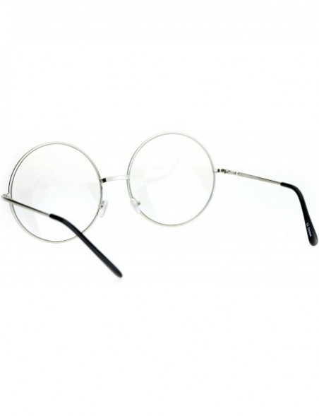 Round Extra Large Round Circle Lens Hippie Groovy Womens Eye Glasses - Silver - CA12N4WA0OG $9.15
