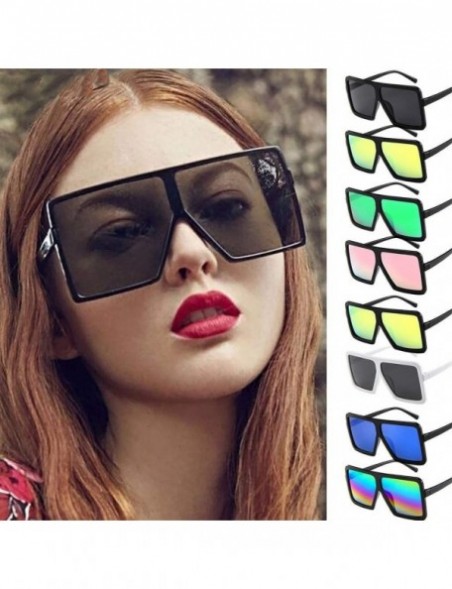 Square Colorful Sunglasses Women Men Vintage Retro Unisex Eyewear Novel Black Edge Unique Large Square Frame Glasses - CQ196N...