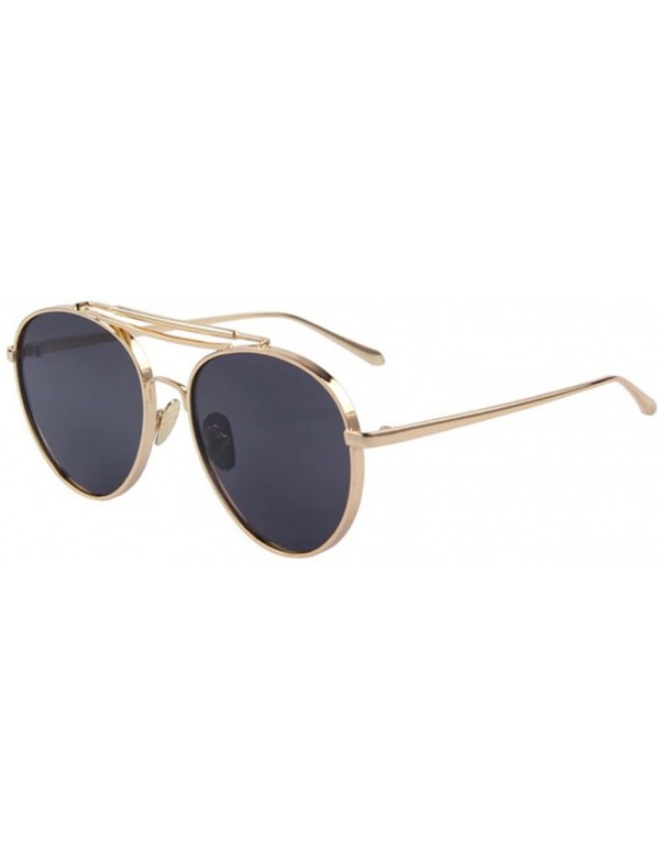 Semi-rimless Women UV400 Mirror Glass Double Bridge Classic Retro Shades Unisex Sunglasses - Black - C517Z47HXOD $10.06