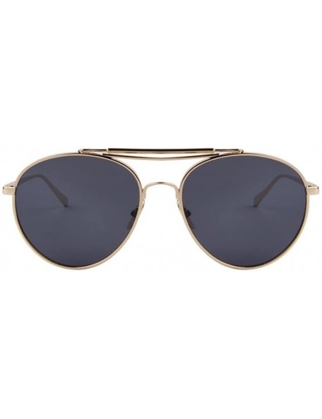Semi-rimless Women UV400 Mirror Glass Double Bridge Classic Retro Shades Unisex Sunglasses - Black - C517Z47HXOD $10.06