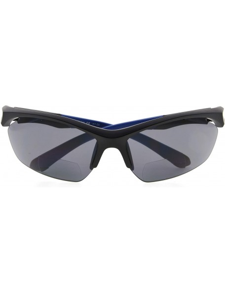 Semi-rimless Retro Mens Womens Sports Half-Rimless Bifocal Sunglasses - Black Frame/Blue Arm - CX189X632H8 $40.41