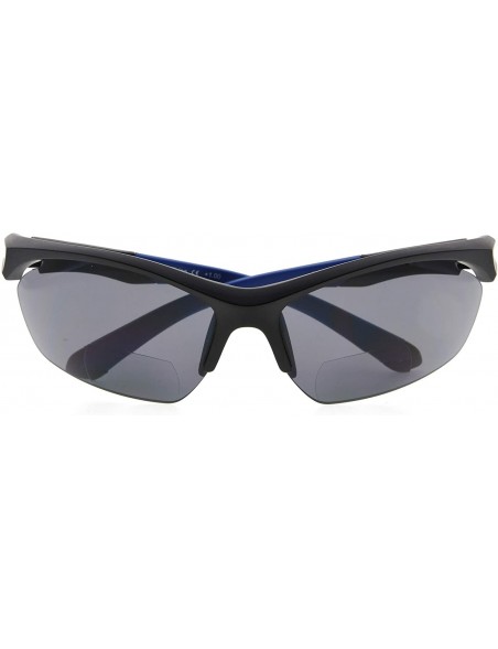 Semi-rimless Retro Mens Womens Sports Half-Rimless Bifocal Sunglasses - Black Frame/Blue Arm - CX189X632H8 $20.74