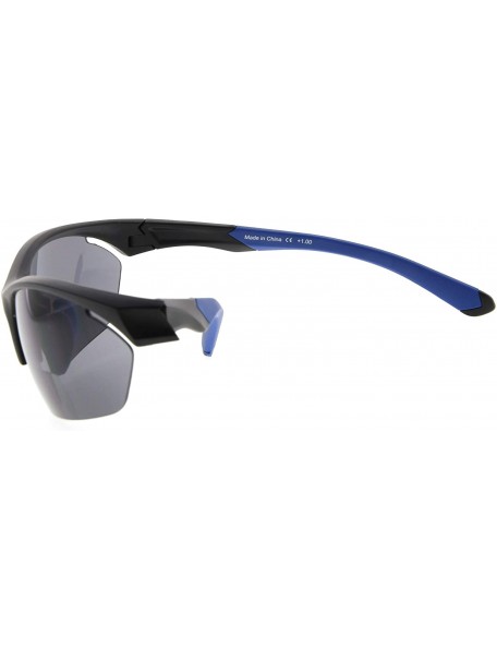 Semi-rimless Retro Mens Womens Sports Half-Rimless Bifocal Sunglasses - Black Frame/Blue Arm - CX189X632H8 $20.74