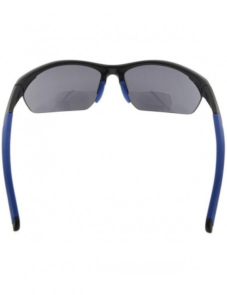 Semi-rimless Retro Mens Womens Sports Half-Rimless Bifocal Sunglasses - Black Frame/Blue Arm - CX189X632H8 $20.74