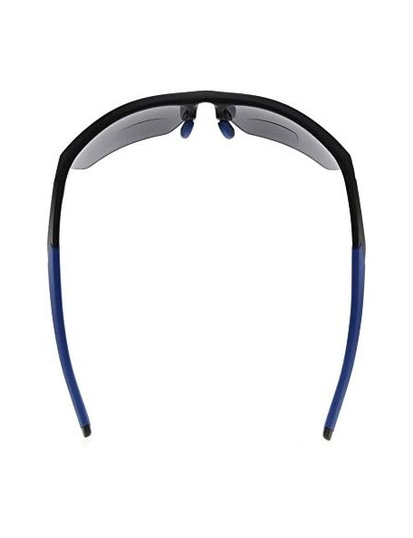 Semi-rimless Retro Mens Womens Sports Half-Rimless Bifocal Sunglasses - Black Frame/Blue Arm - CX189X632H8 $20.74