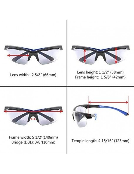 Semi-rimless Retro Mens Womens Sports Half-Rimless Bifocal Sunglasses - Black Frame/Blue Arm - CX189X632H8 $20.74