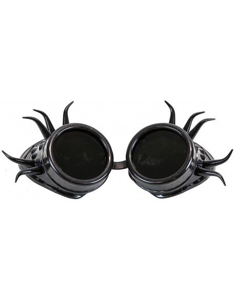 Aviator Black Goggles Black Horn Spike Cosplay Aviator Steampunk Gothic Burning Man - C41281BFDRB $20.01