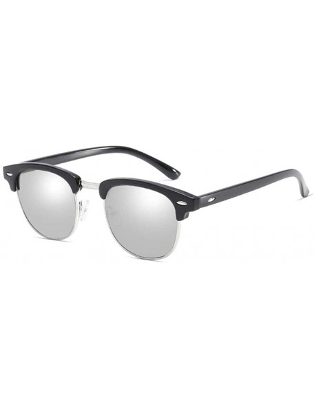 Semi-rimless Vintage Half Frame Semi-Rimless Sunglasses Men Women Classic Driving Sun glasses - Black/Silver - CW197KI89TG $2...