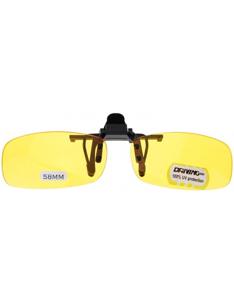 Rectangular Unisex Retro 31mm x 58mm Clip On Night Driving Yellow Lens Sunglasses Black - C711TOO70ZD $11.57