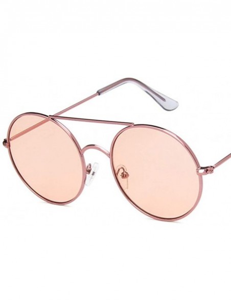 Round Unisex Sunglasses Retro Gold Brown Drive Holiday Round Non-Polarized UV400 - Pink - CE18RKGAQKT $8.87