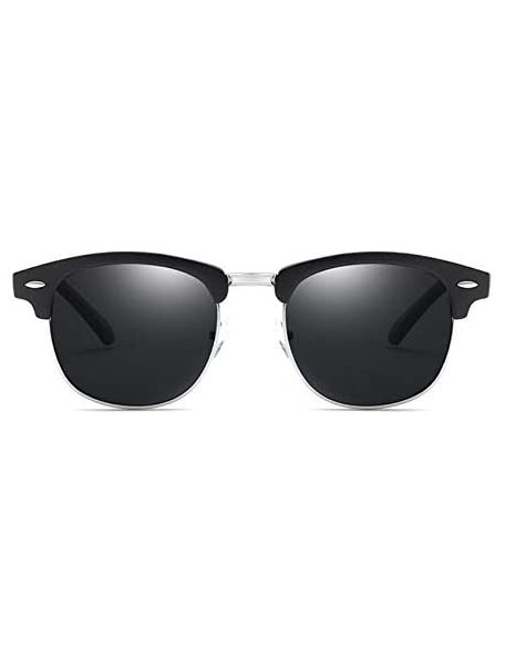 Semi-rimless Vintage Half Frame Semi-Rimless Sunglasses Men Women Classic Driving Sun glasses - Black/Silver - CW197KI89TG $8.77