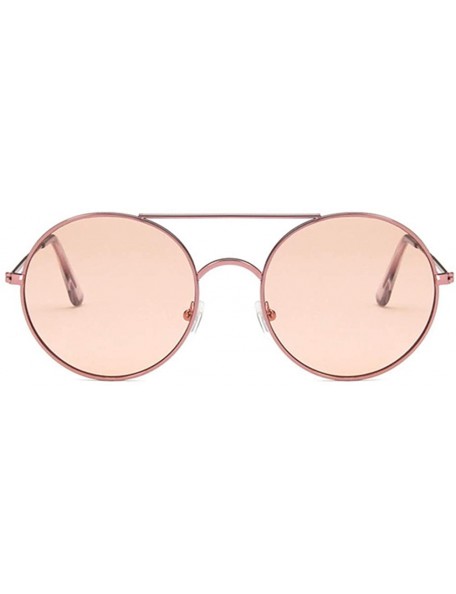 Round Unisex Sunglasses Retro Gold Brown Drive Holiday Round Non-Polarized UV400 - Pink - CE18RKGAQKT $8.87