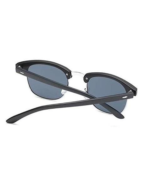 Semi-rimless Vintage Half Frame Semi-Rimless Sunglasses Men Women Classic Driving Sun glasses - Black/Silver - CW197KI89TG $8.77