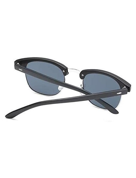 Semi-rimless Vintage Half Frame Semi-Rimless Sunglasses Men Women Classic Driving Sun glasses - Black/Silver - CW197KI89TG $8.77
