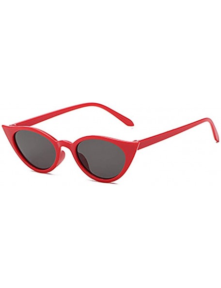 Sport Men and women Cat's eye Fashion Small frame Sunglasses Retro glasses - Red Black - CE18LL8LI92 $17.87