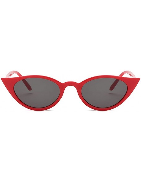 Sport Men and women Cat's eye Fashion Small frame Sunglasses Retro glasses - Red Black - CE18LL8LI92 $7.15