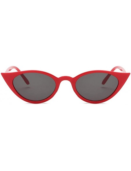 Sport Men and women Cat's eye Fashion Small frame Sunglasses Retro glasses - Red Black - CE18LL8LI92 $7.15