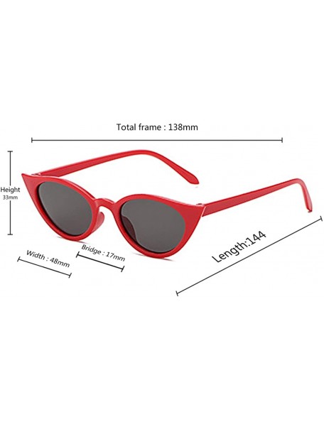 Sport Men and women Cat's eye Fashion Small frame Sunglasses Retro glasses - Red Black - CE18LL8LI92 $7.15