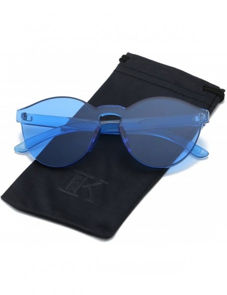 Oversized Fashion Party Rimless Sunglasses Transparent Candy Color Eyewear LK1737 - Blue - C9186X7LYY0 $12.48