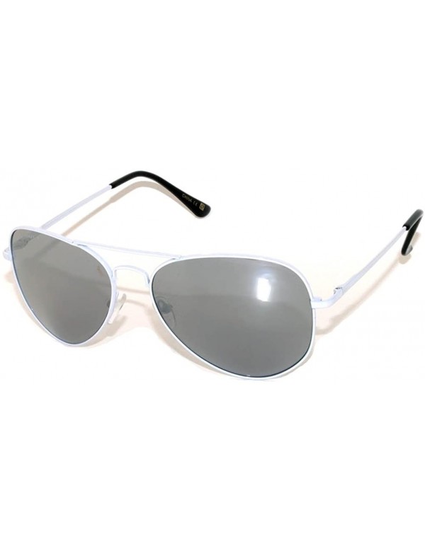 Aviator Aviator Style Sunglasses Colored Lens Metal Frame UV 400 Men Women - White Frame Mirrored Lens - CS11T6BPV0F $8.77