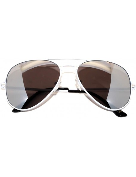 Aviator Aviator Style Sunglasses Colored Lens Metal Frame UV 400 Men Women - White Frame Mirrored Lens - CS11T6BPV0F $8.77